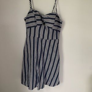 Blue and white striped dress